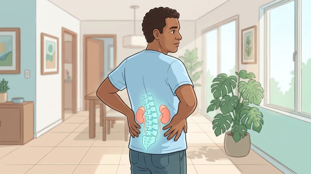 Dor lombar que muda com o movimento difere da dor no flanco, que pode indicar problema renal.