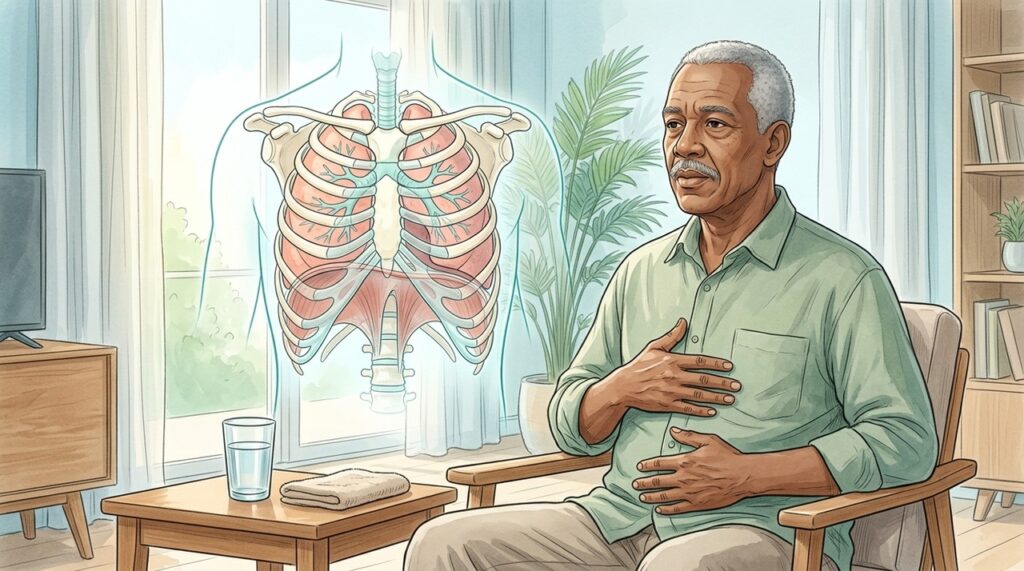 Respirar com os lábios franzidos e controlar o movimento abdominal ajudam a regular a saída do ar.