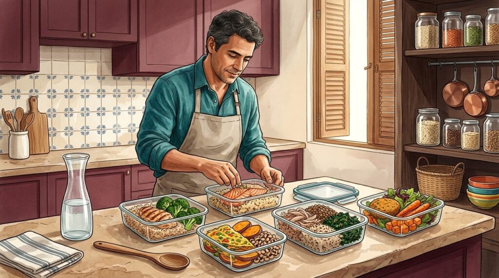 Cinco marmitas variadas facilitam refeições equilibradas e práticas durante a semana.
