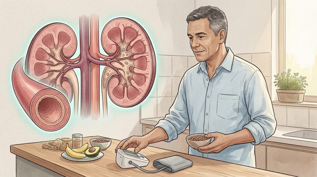 Rins, alimentação e acompanhamento médico participam do controle da pressão arterial além da redução do sal.