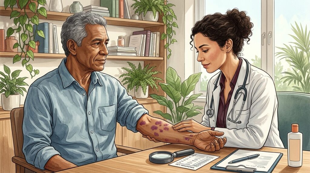 Manchas recorrentes ou associadas a sangramentos merecem avaliação médica cuidadosa.