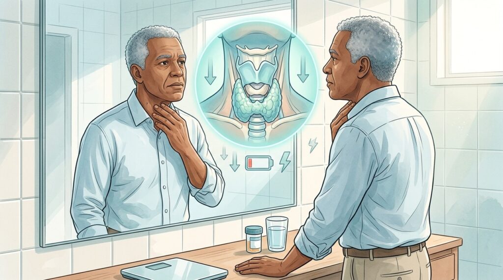 Alterações na tireoide podem desacelerar o metabolismo e afetar energia, peso, humor e temperatura.