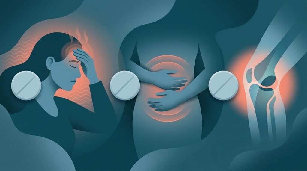 O ibuprofeno também atua sobre a inflamação, enquanto dipirona e paracetamol são usados principalmente para dor e febre.