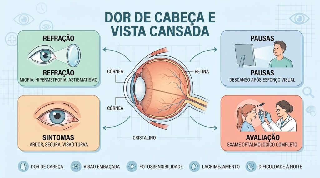 Erros de refração, pausas, sintomas persistentes e avaliação ajudam a proteger a saúde ocular.