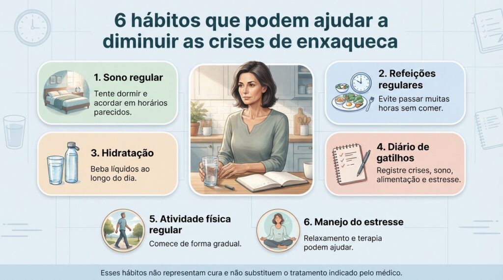 Mudanças consistentes na rotina podem ajudar algumas pessoas a ter menos crises, mas o efeito varia individualmente.