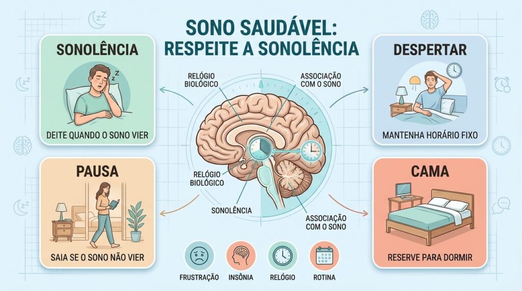 Sonolência, despertar regular e hábitos calmos ajudam a recuperar uma relação saudável com o sono.