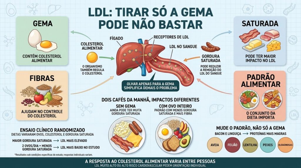 Gordura saturada, fibras e padrão alimentar pesam mais que uma mudança isolada.