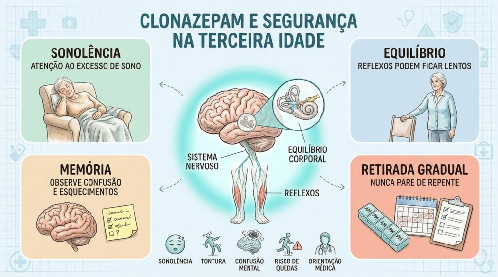Entenda os efeitos do clonazepam sobre equilíbrio, memória e segurança, sem interromper o tratamento abruptamente.