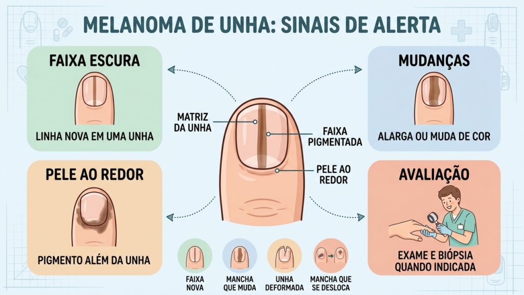 O que uma faixa escura na unha pode revelar sobre sua saúde