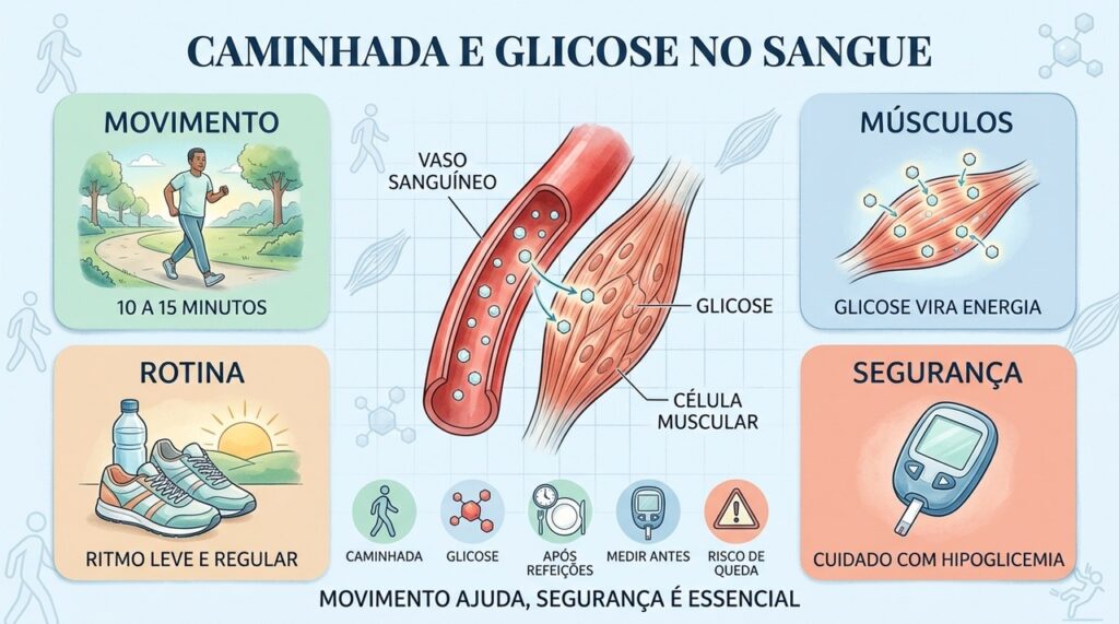Movimento, rotina, hidratação e monitoramento ajudam no controle da glicose e na prevenção da hipoglicemia.