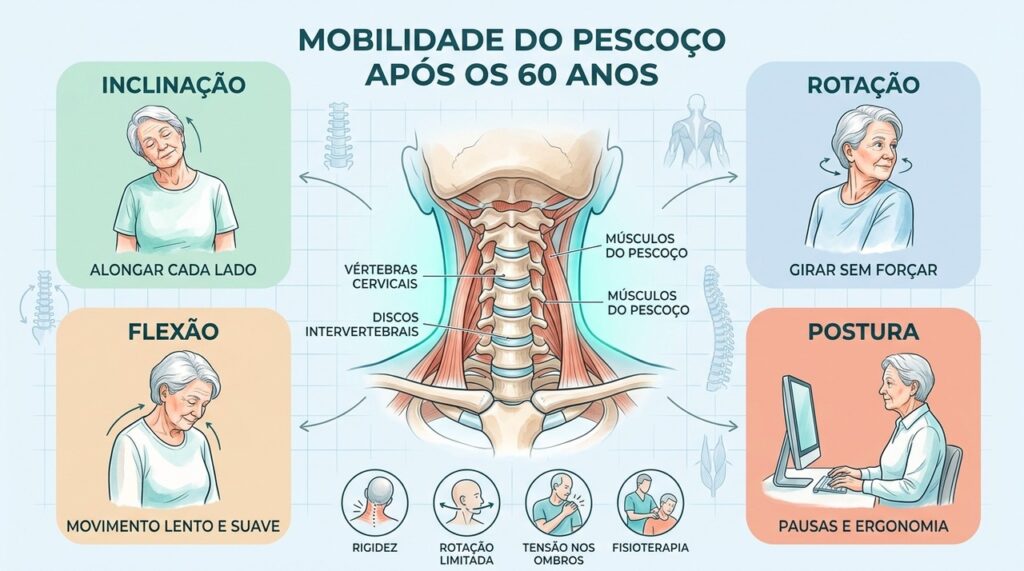 Três alongamentos e bons hábitos posturais ajudam a aliviar a rigidez e manter o pescoço móvel.