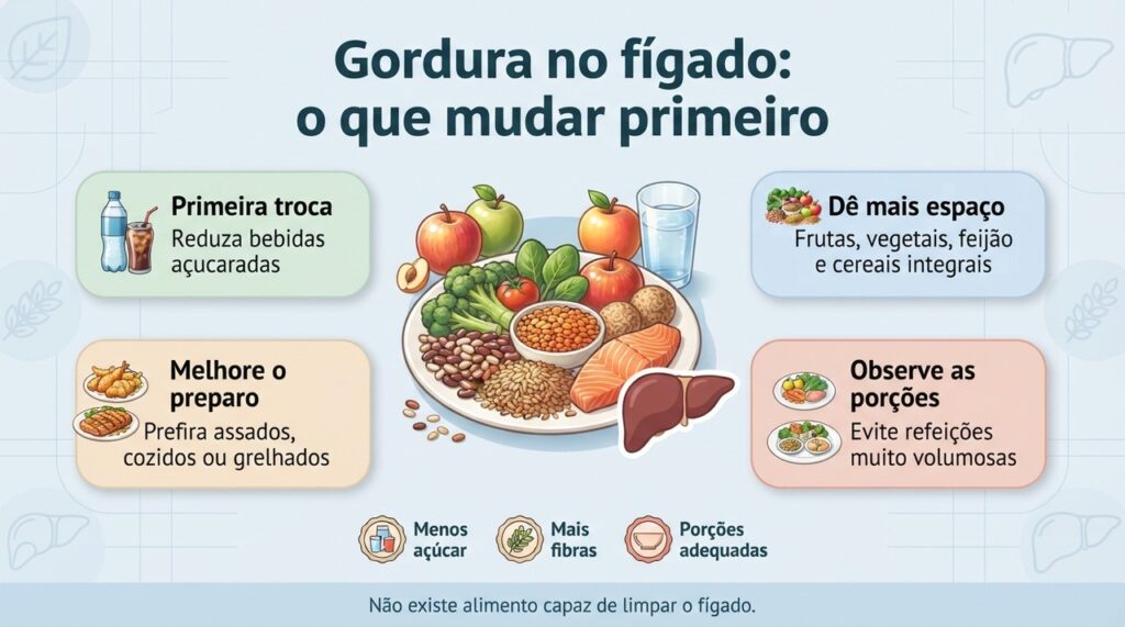 Reduzir bebidas açucaradas e ultraprocessados e aumentar alimentos in natura costuma ser um bom primeiro passo.
