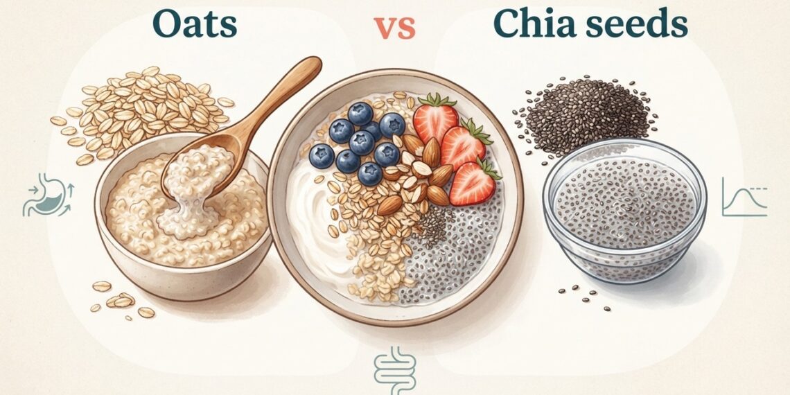 Aveia ou chia no café da manhã: qual faz mais sentido para o intestino, a saciedade e o controle da glicose?