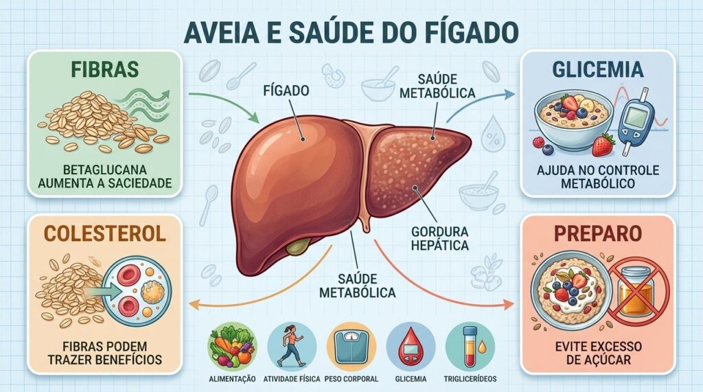Fibras, glicemia, colesterol e preparo adequado conectam aveia à saúde metabólica.