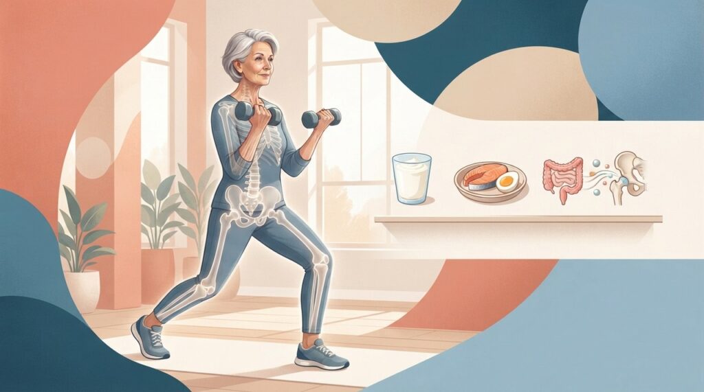 Alimentação adequada e exercícios com carga ajudam a preservar ossos e músculos ao envelhecer.