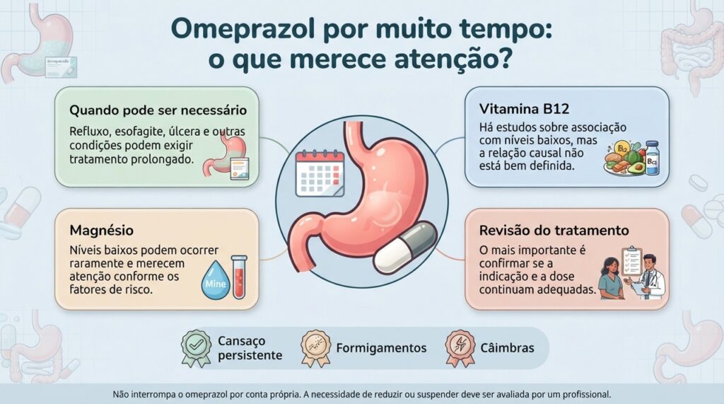 No uso prolongado, a prioridade é revisar a indicação e avaliar exames apenas quando houver sintomas ou fatores de risco.