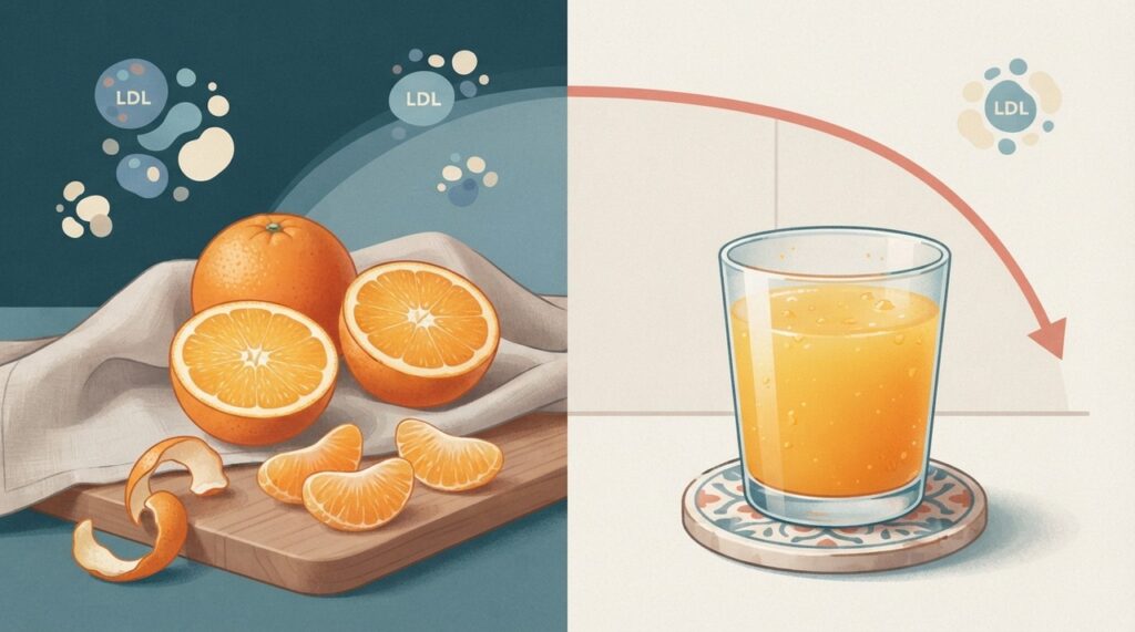 O estudo sugere um perfil de colesterol mais favorável entre consumidores habituais, mas não prova que o suco seja um tratamento.