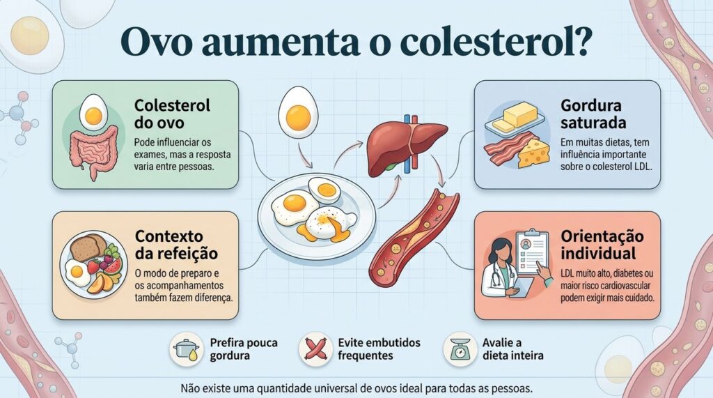 O número de ovos é apenas uma parte da equação; gordura saturada, preparo e risco cardiovascular também precisam ser considerados.