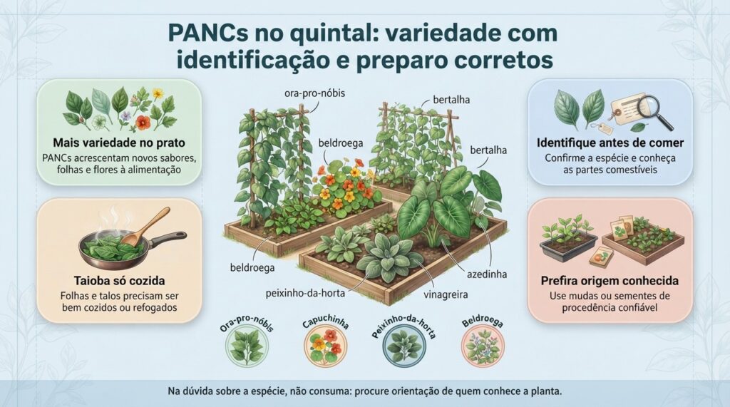 Cultivar PANCs pode ampliar a diversidade da alimentação, mas identificação e preparo corretos são essenciais.