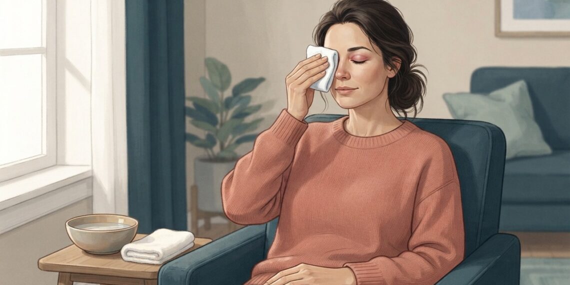 Fazer compressa morna no olho com terçol: qual o benefício e por que o calor ajuda a drenar o incômodo