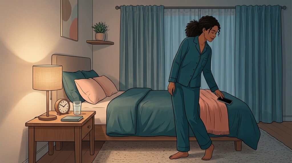 Quarto escuro, silencioso e confortável ajuda a criar um ambiente mais favorável ao sono.