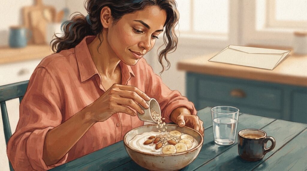 Combinar aveia com frutas e uma fonte de proteína pode tornar o café da manhã mais completo e satisfatório.