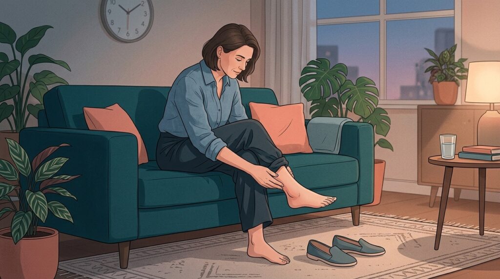 Calor, tempo prolongado parado e alterações na circulação venosa podem favorecer o edema nas pernas.