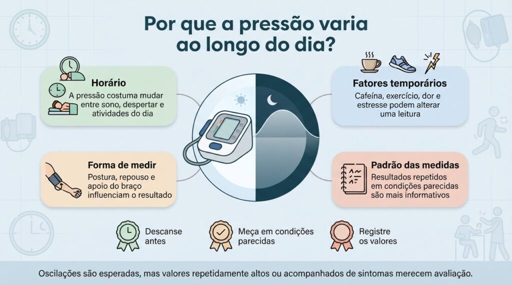 O mais importante é observar o padrão da pressão em medidas feitas corretamente e em condições semelhantes.
