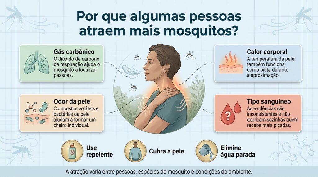 Respiração, calor, odor da pele e condições do ambiente ajudam a explicar por que algumas pessoas recebem mais picadas.