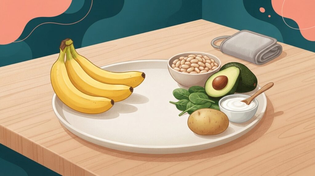 O potássio vem de vários alimentos, e uma dieta variada importa mais do que depender de várias bananas por dia.
