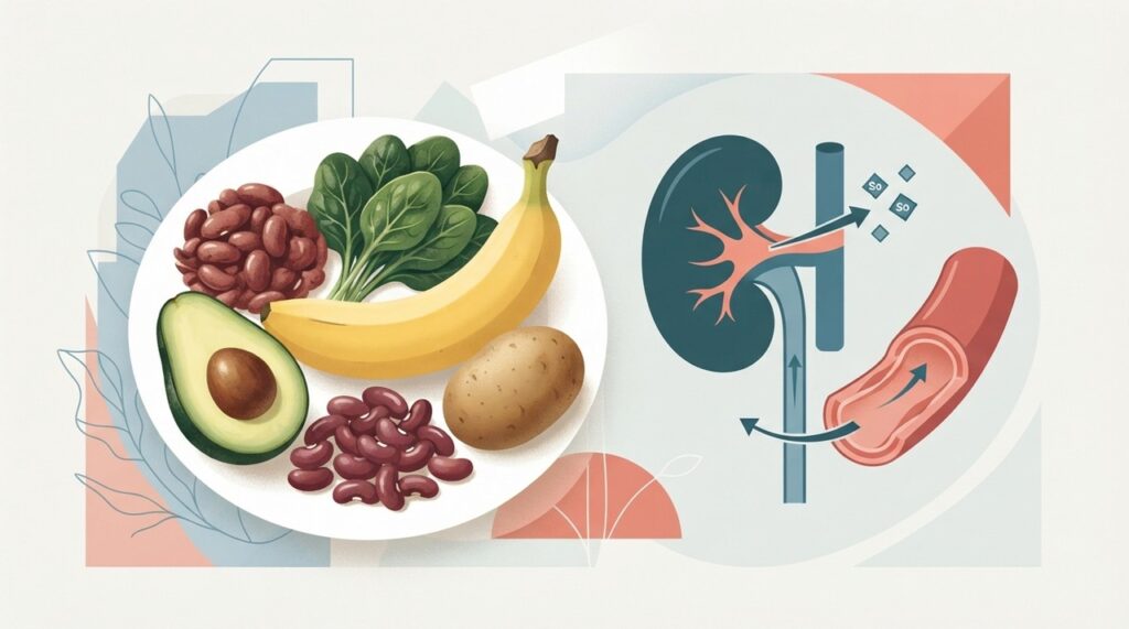 O potássio ajuda no equilíbrio do sódio e está presente em vários alimentos além da banana.
