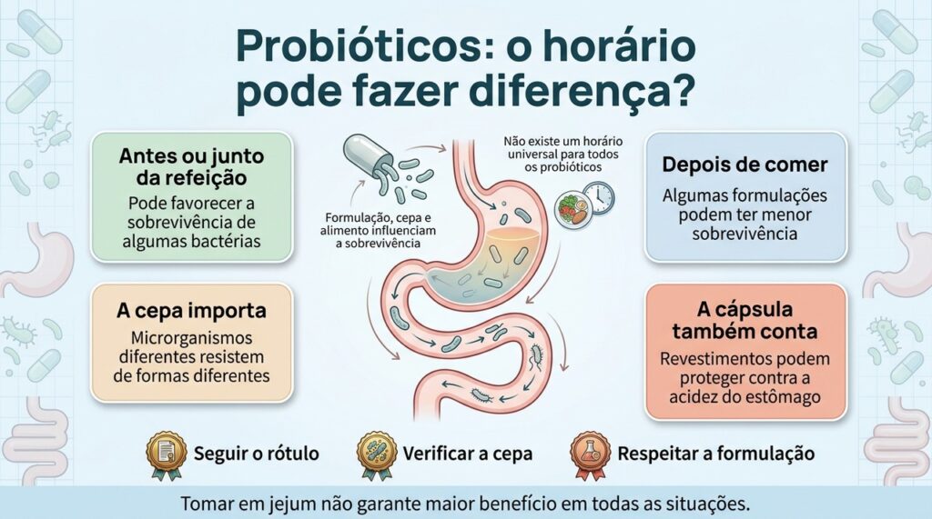 A sobrevivência dos probióticos depende do horário, mas também da cepa, da refeição e da tecnologia do produto.