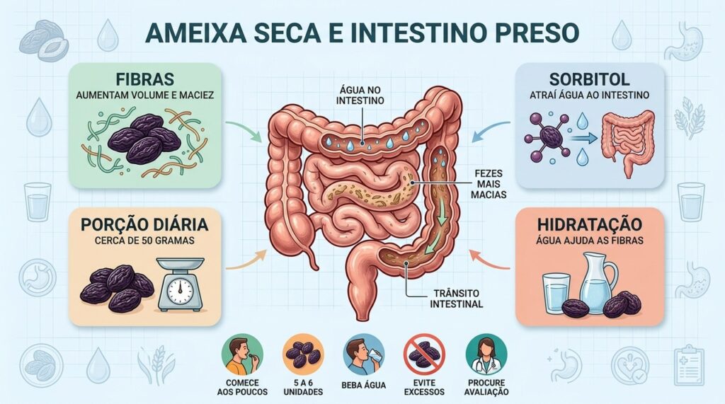 Fibras, sorbitol e água atuam juntos para favorecer evacuações mais confortáveis.
