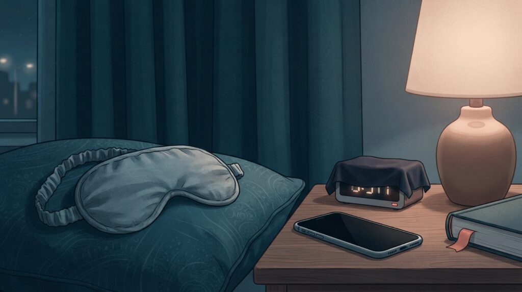Cortinas, máscara de dormir e aparelhos com luzes apagadas podem deixar o ambiente mais favorável ao sono.