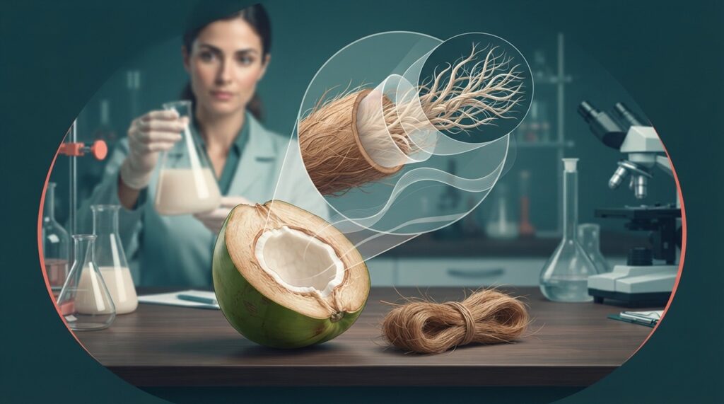Pesquisas brasileiras já usaram nanocelulose obtida do coco em filmes biodegradáveis experimentais.
