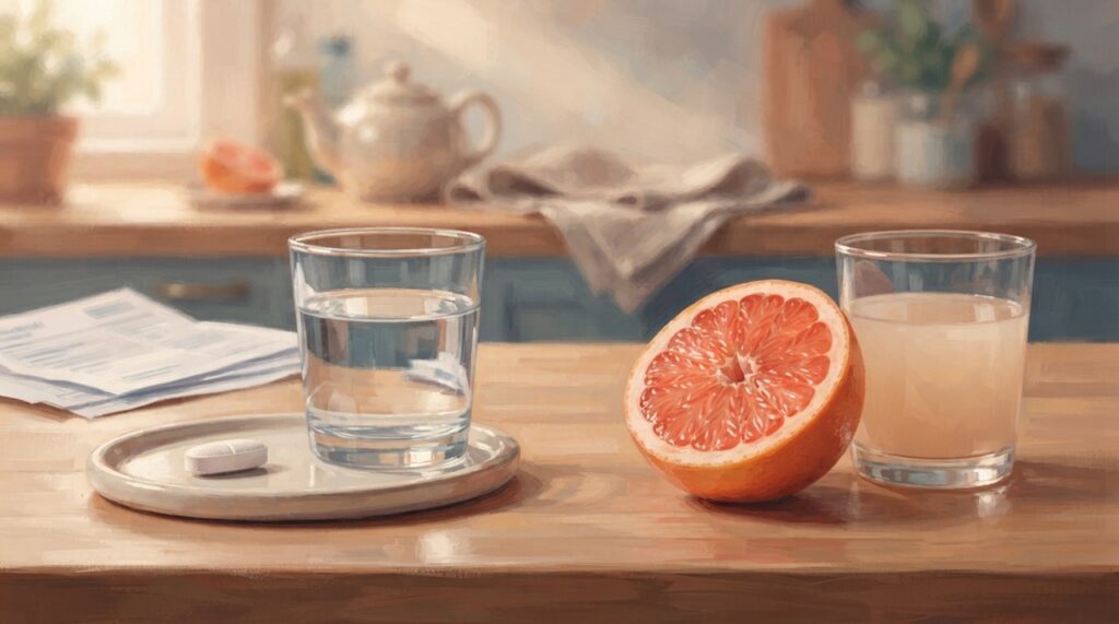Grapefruit, também chamado de toranja, pode aumentar a concentração da sinvastatina no sangue e deve ser evitado durante o tratamento.