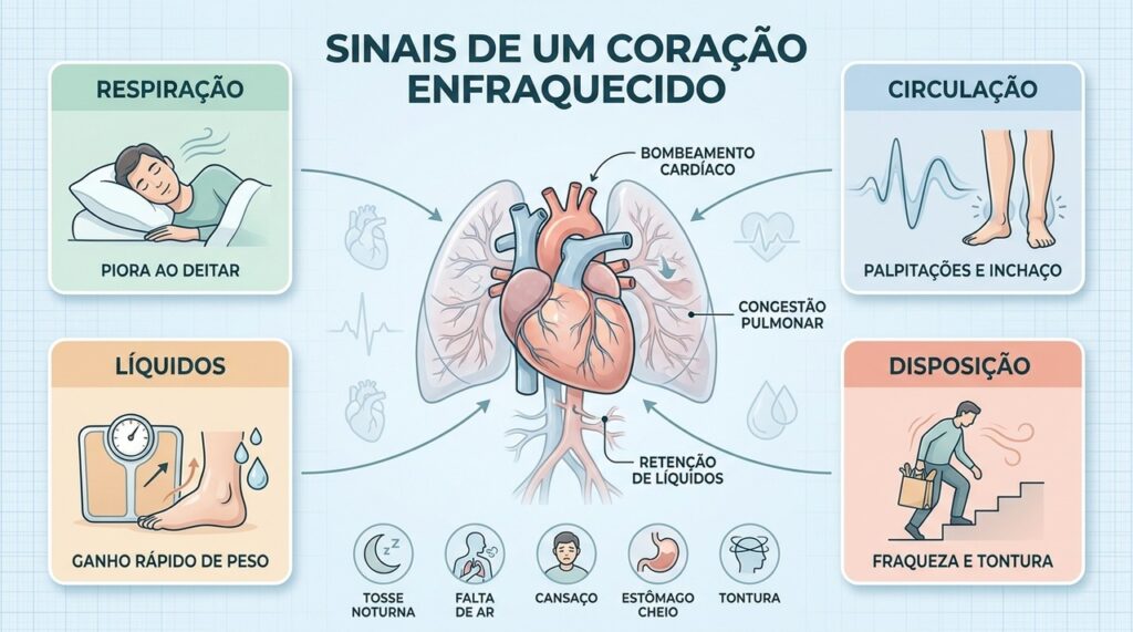 Sintomas combinados como falta de ar, inchaço e ganho de peso exigem investigação médica.