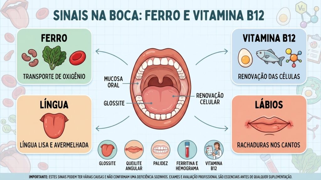 Conheça sinais bucais de deficiência nutricional e os exames que ajudam a identificar suas causas.
