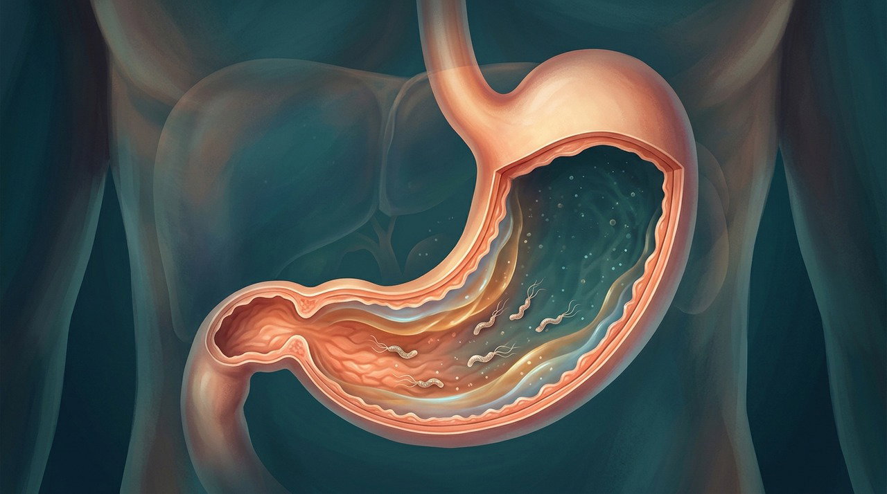 Como a bactéria H. pylori se instala no estômago e por que ela é tão comum