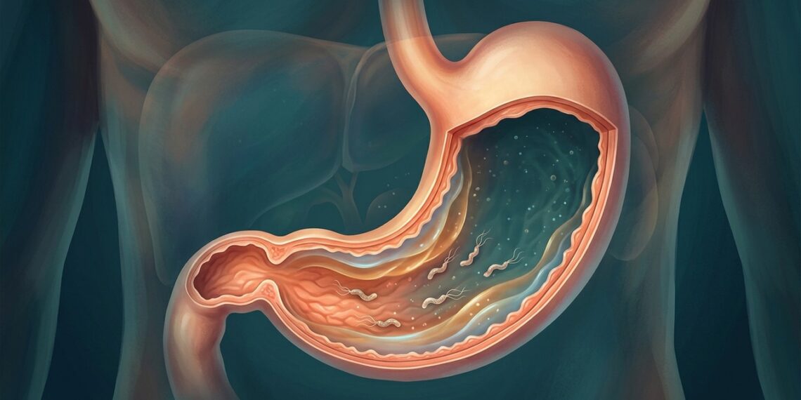 Como a bactéria H. pylori se instala no estômago e por que ela é tão comum
