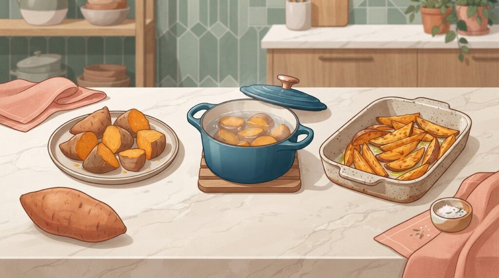 Manter a casca e evitar frituras frequentes são estratégias simples para preservar melhor o valor nutricional da batata-doce.