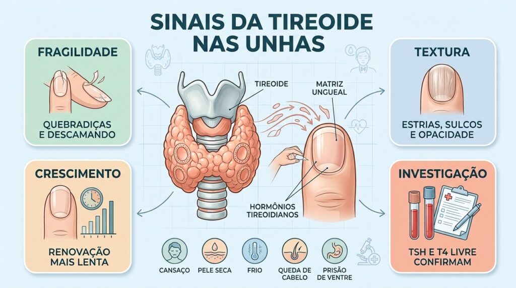TSH e T4 livre ajudam a investigar alterações hormonais quando sinais persistem.