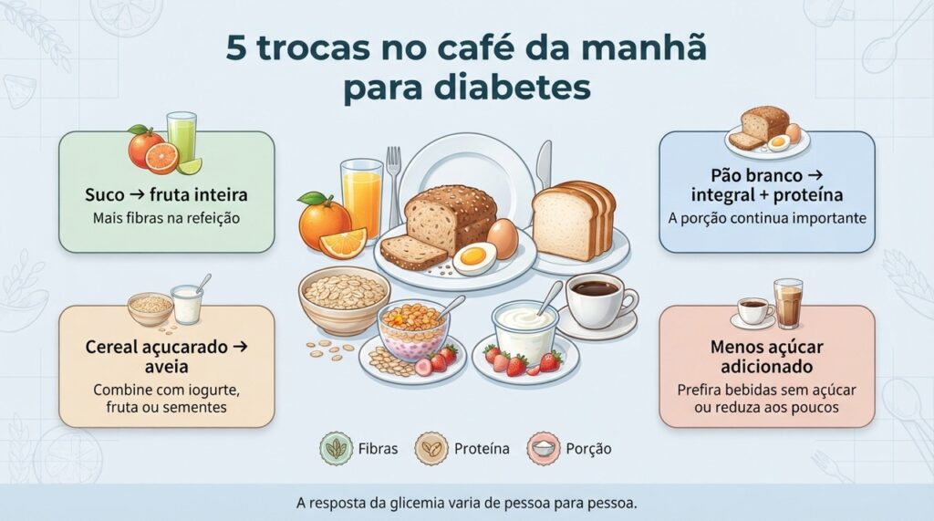 Fibras, proteína e atenção às porções podem ajudar a reduzir o impacto da refeição sobre a glicemia.