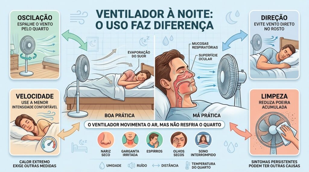 Direção, oscilação, velocidade e limpeza ajudam a tornar o ventilador mais confortável.