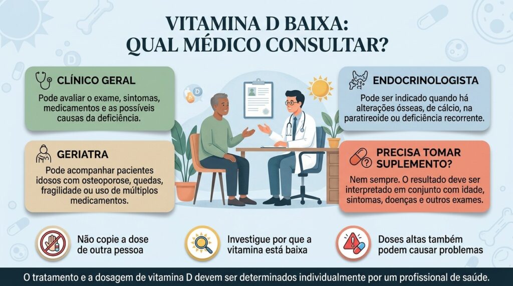 O profissional mais indicado depende do contexto, mas o clínico geral costuma ser o primeiro passo para interpretar o exame e decidir se é preciso encaminhamento.