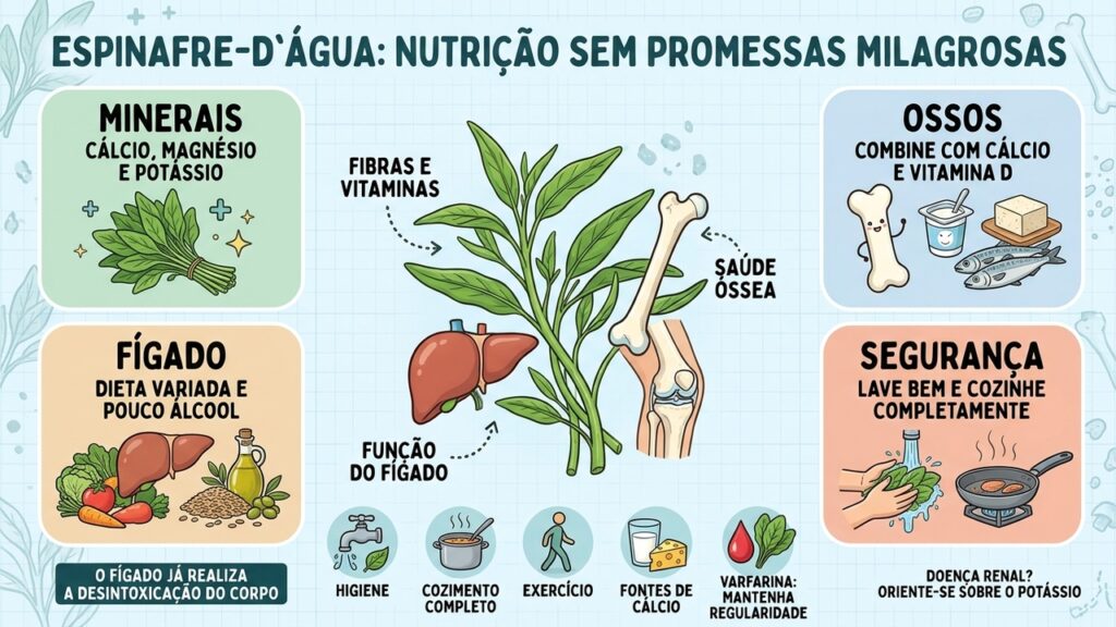 Nutrientes, cozimento adequado, fontes de cálcio e hábitos saudáveis apoiam ossos e fígado.