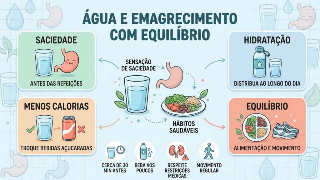 Hidratação, menos bebidas açucaradas e movimento regular ajudam no controle do peso com equilíbrio.