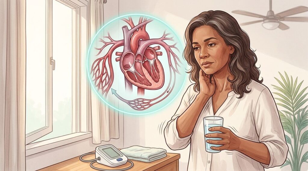 Vasodilatação e perda de líquidos aumentam o esforço cardiovascular durante ondas intensas de calor.