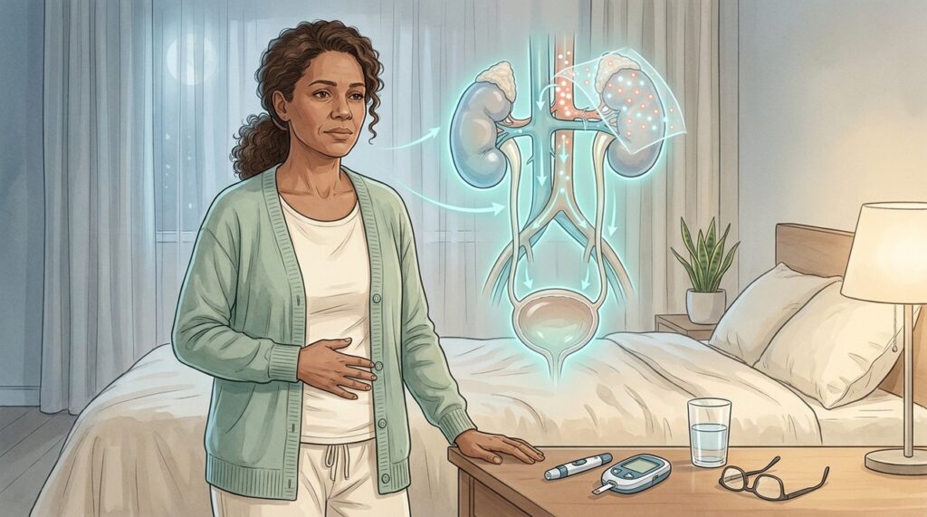 Sede intensa, cansaço e noctúria frequente podem acompanhar alterações persistentes da glicose.