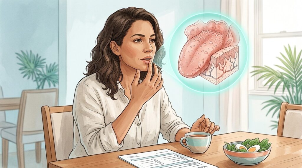 Alterações persistentes na língua merecem investigação de anemia e carências nutricionais.